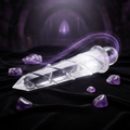 Clear quartz crystal wand, large polished healing tool with white glow